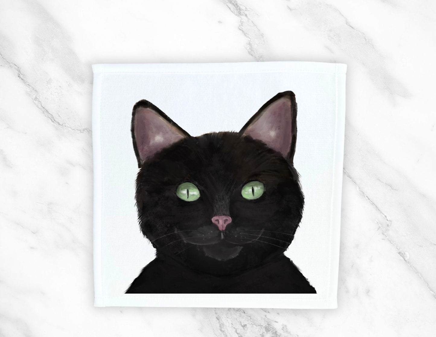Black Cat Washcloth - MerikaArt