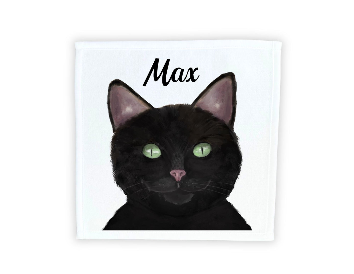Black Cat Washcloth - MerikaArt