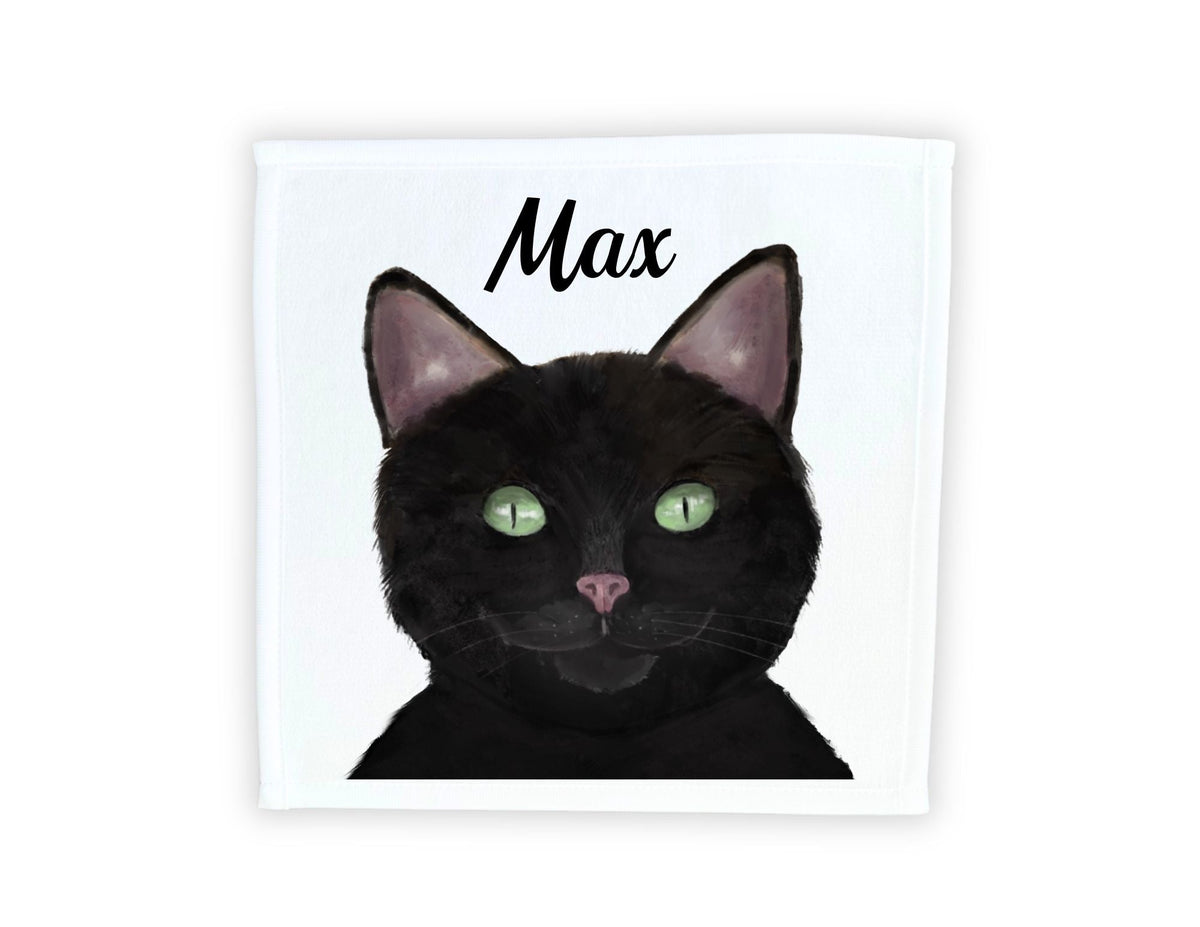 Black Cat Washcloth - MerikaArt