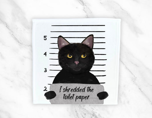 Black Cat Washcloth - MerikaArt