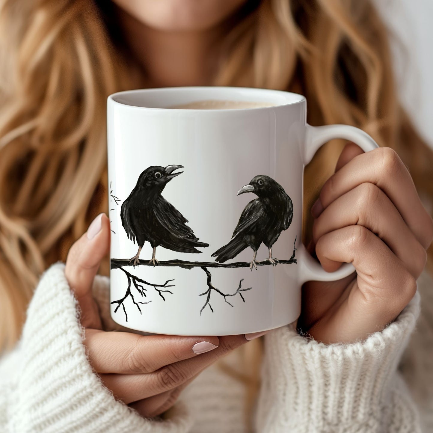 Black Crow Duo Ceramic Coffee Mug - MerikaArt