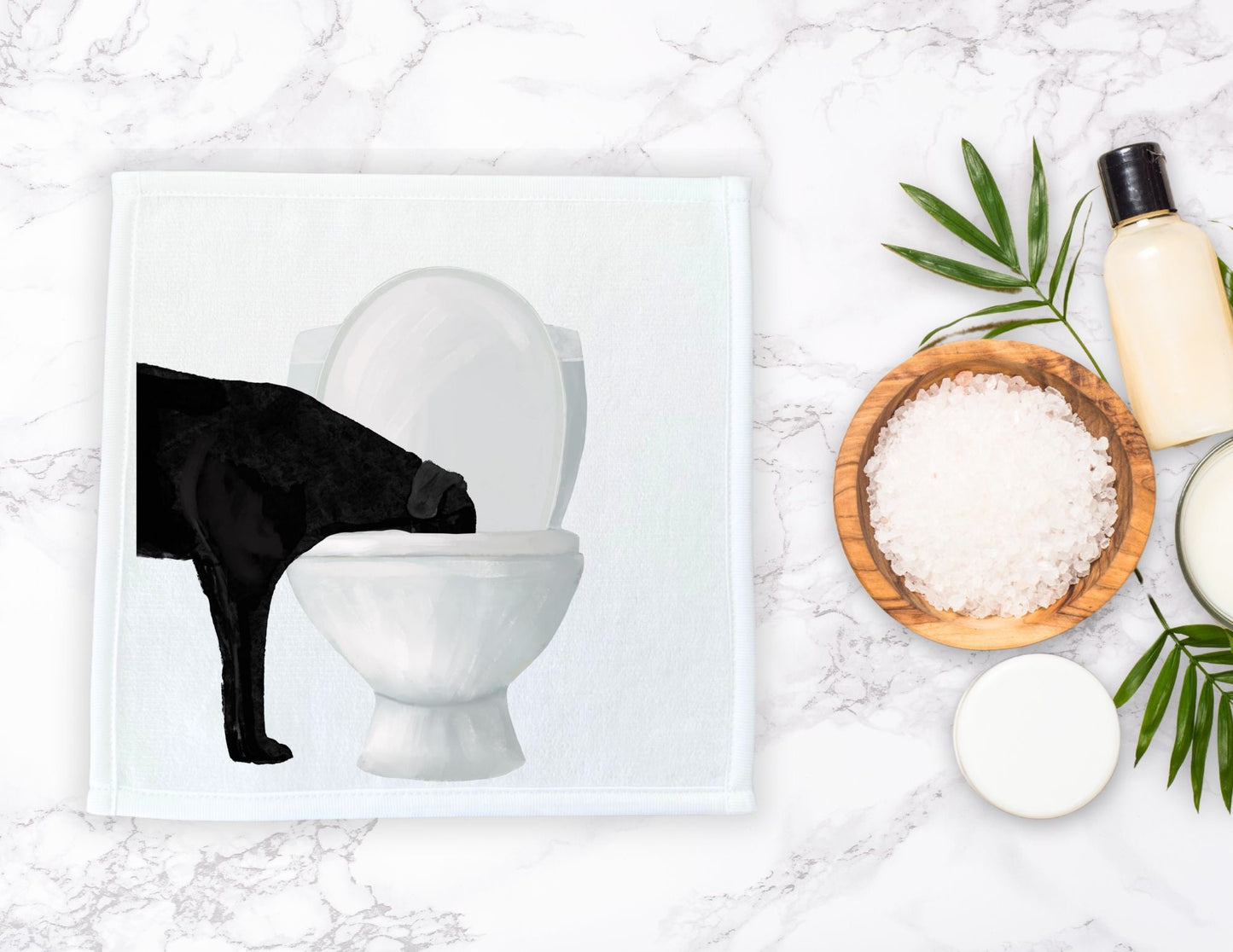 Black Dog Toilet Washcloth - MerikaArt