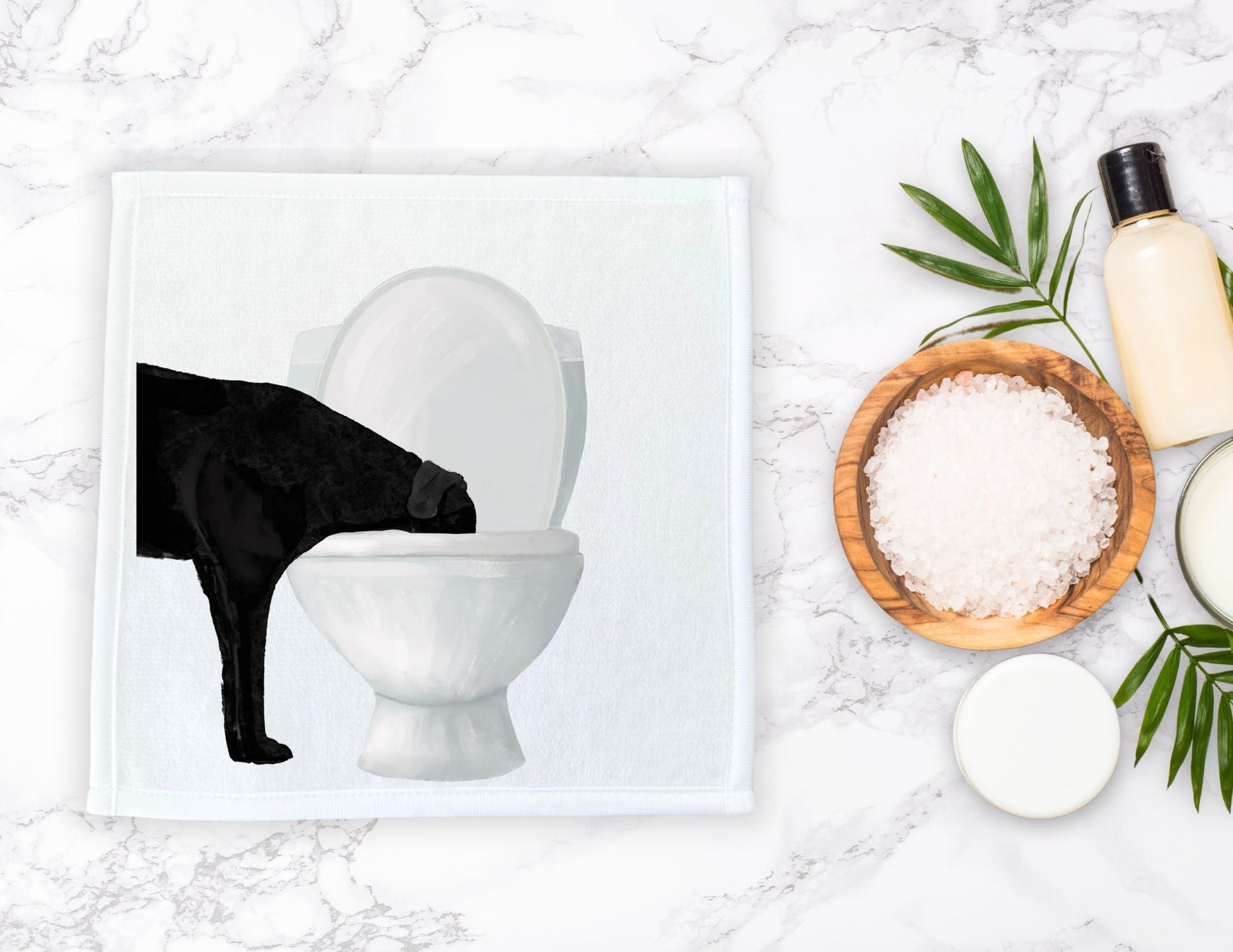Black Dog Toilet Washcloth - MerikaArt