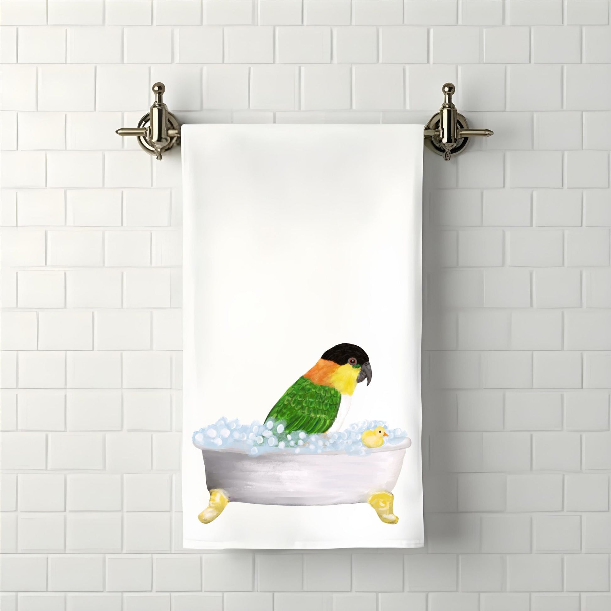 Black - Headed Caique Bathroom Towel - MerikaArt