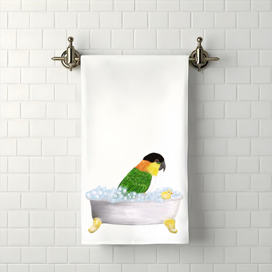 Black - Headed Caique Bathroom Towel - MerikaArt