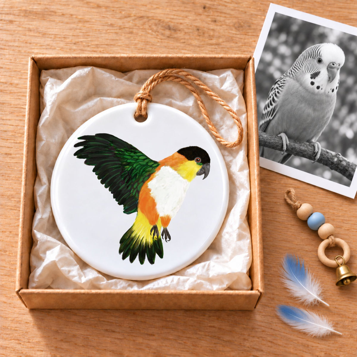 Black Headed Caique Ceramic Ornament - MerikaArt
