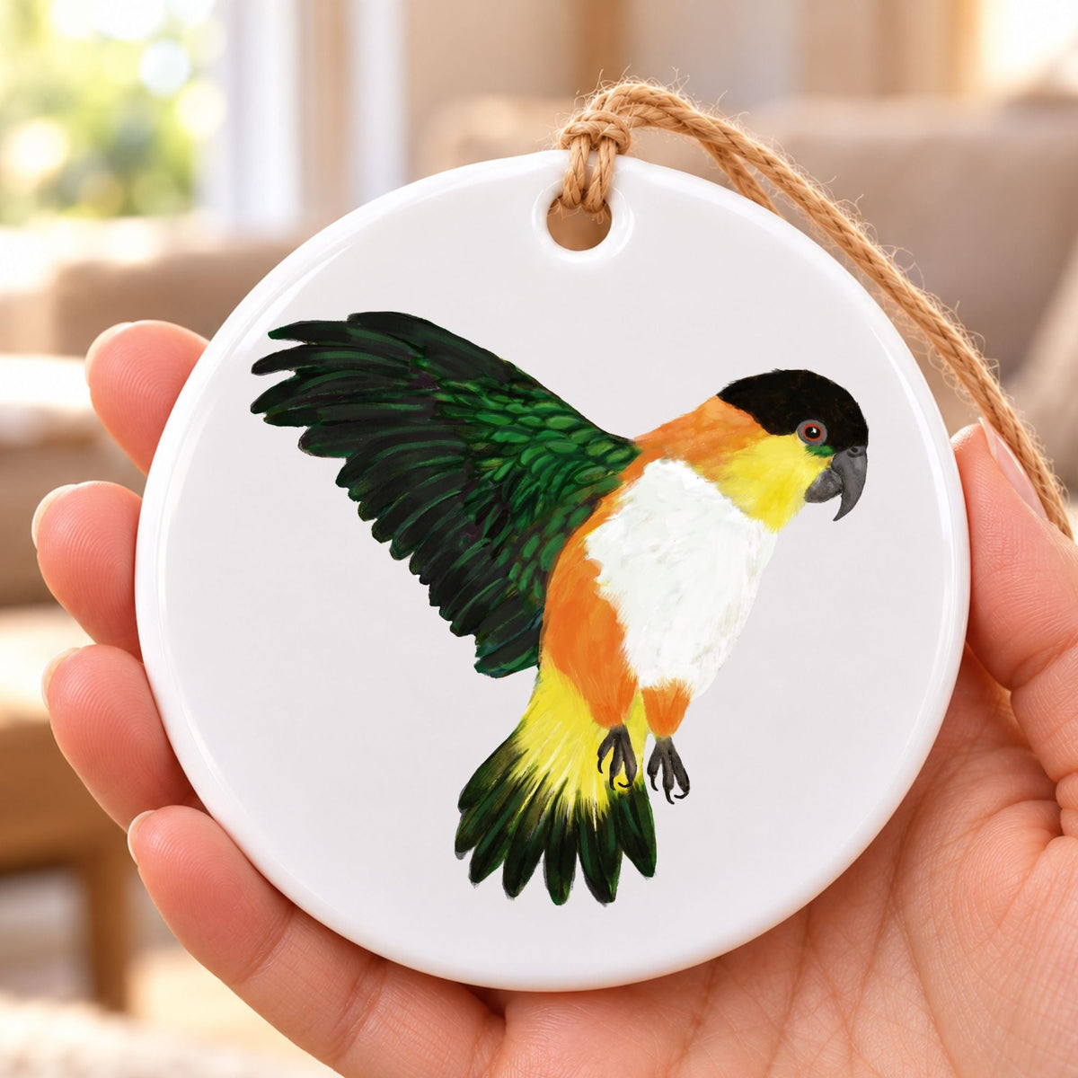 Black Headed Caique Ceramic Ornament - MerikaArt