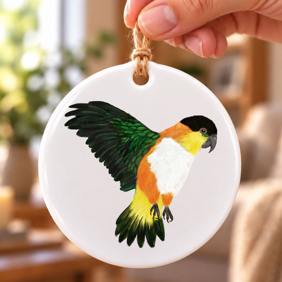 Black Headed Caique Ceramic Ornament - MerikaArt