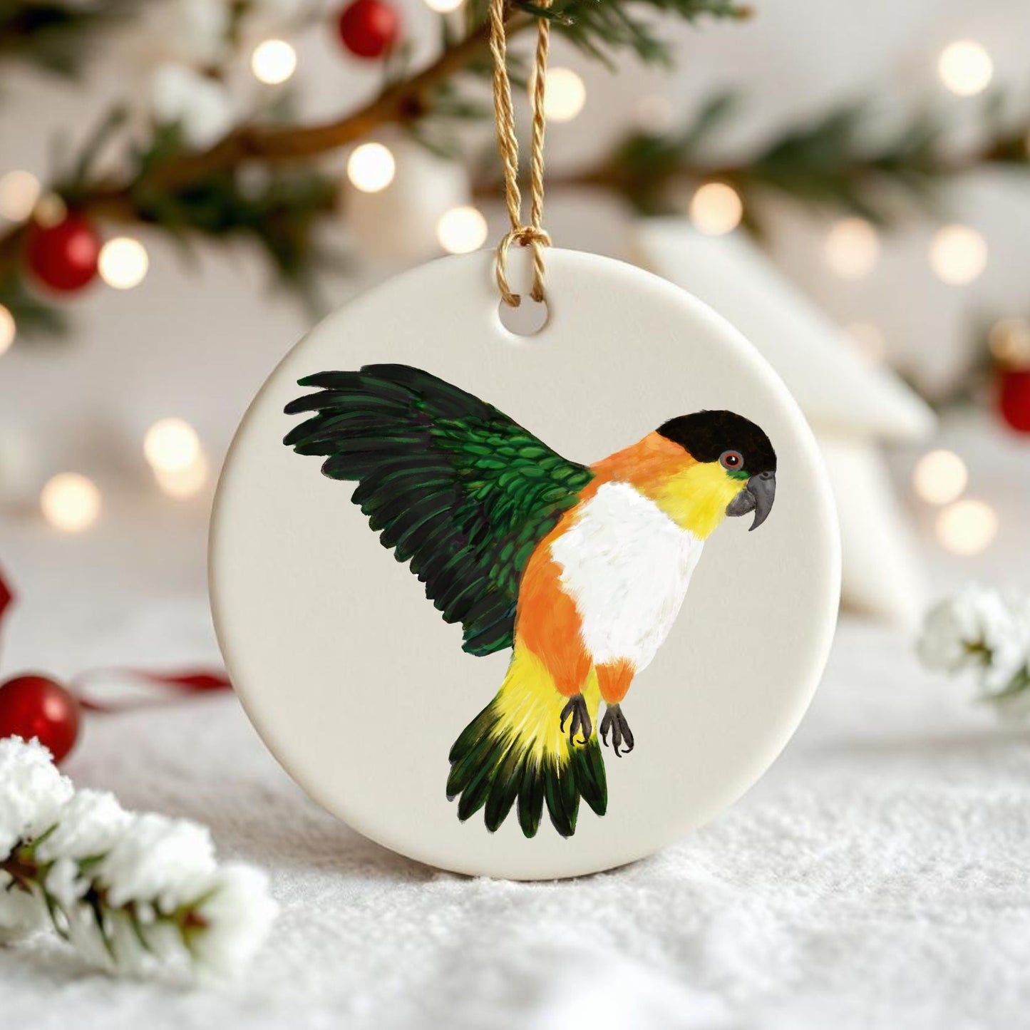Black Headed Caique Ceramic Ornament - MerikaArt