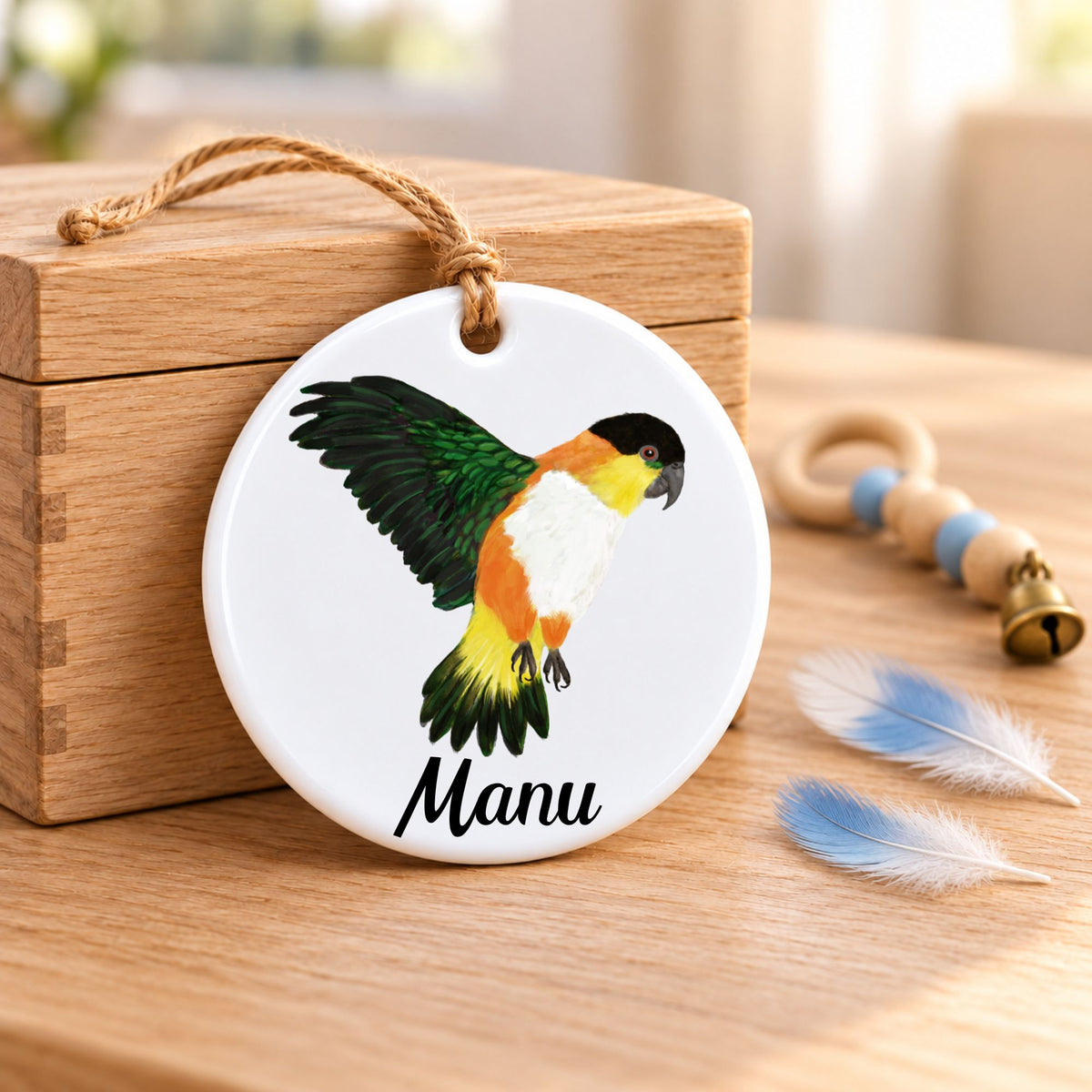Black Headed Caique Ceramic Ornament - MerikaArt