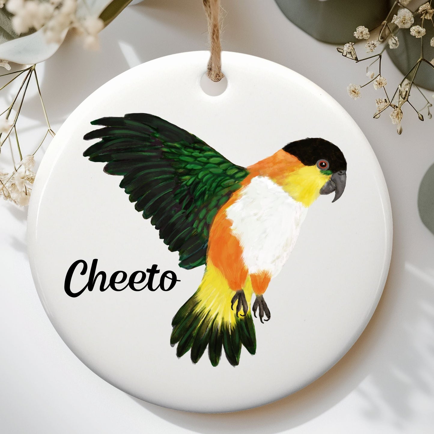 Black Headed Caique Ceramic Ornament - MerikaArt