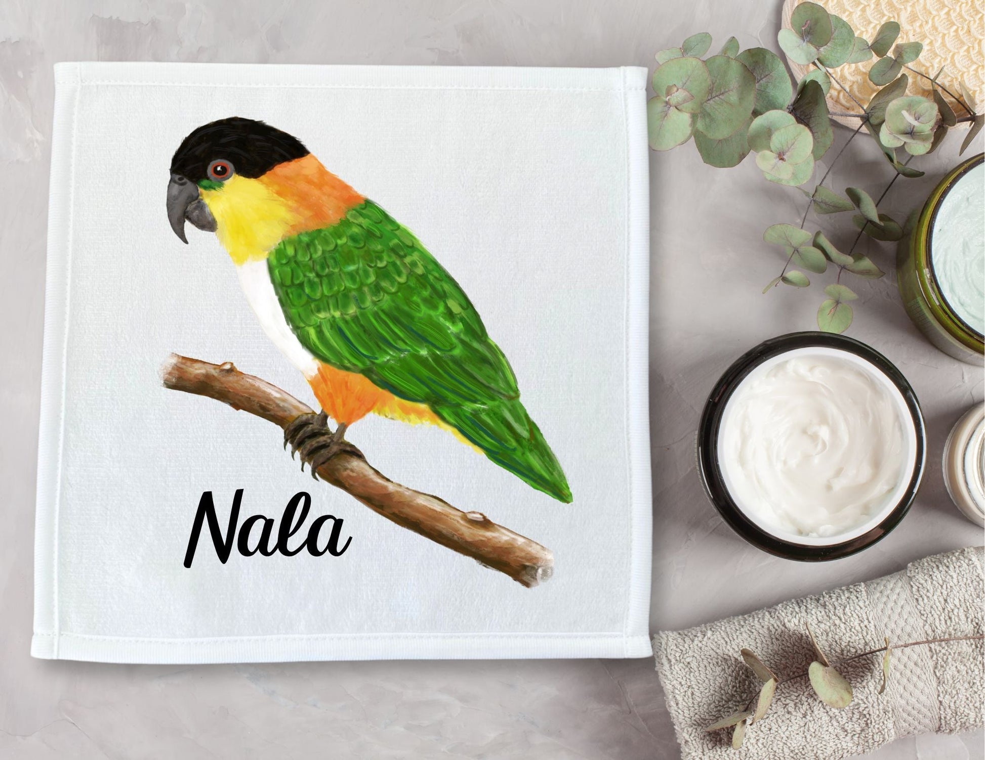 Black - Headed Caique Parrot Washcloth - MerikaArt