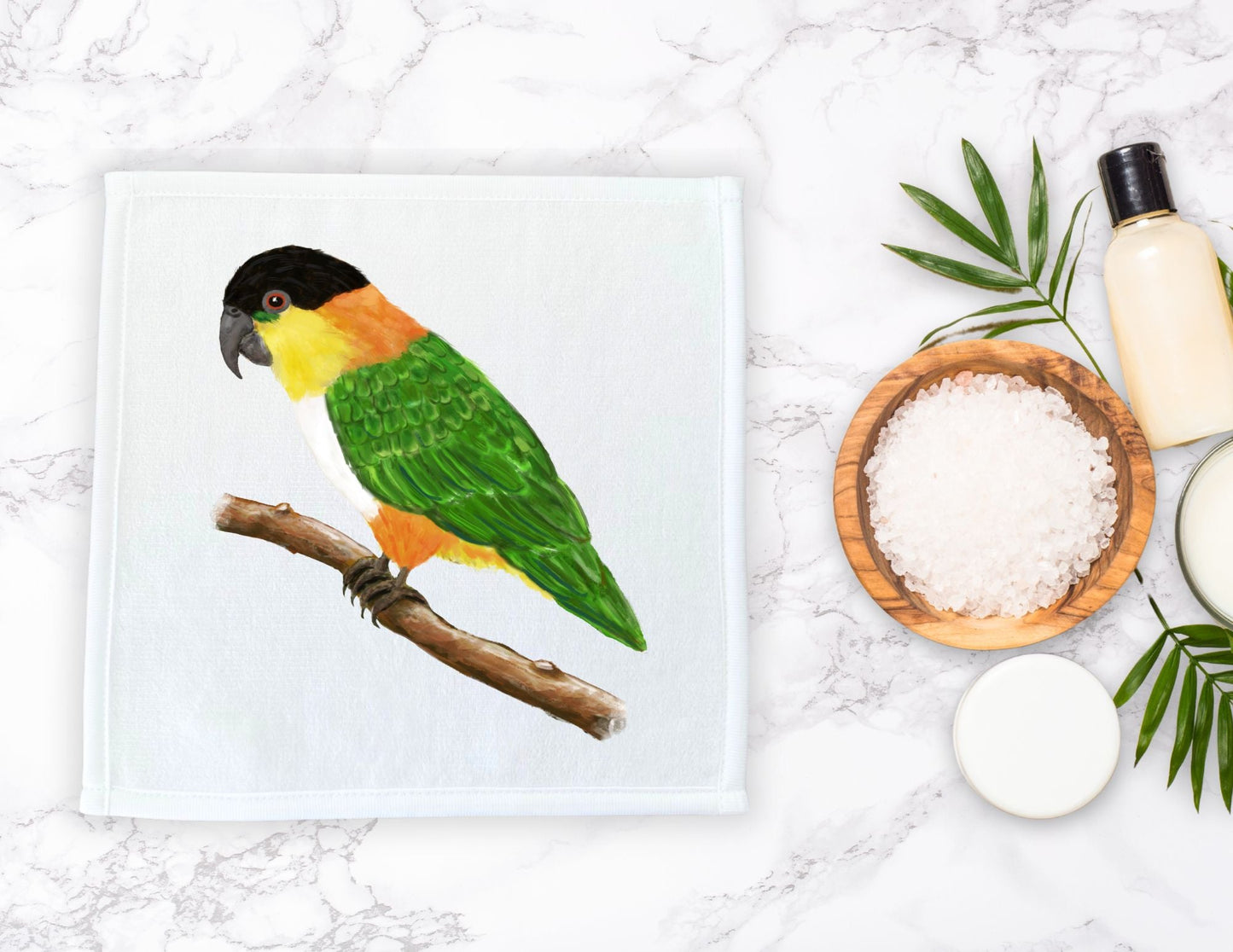 Black - Headed Caique Parrot Washcloth - MerikaArt