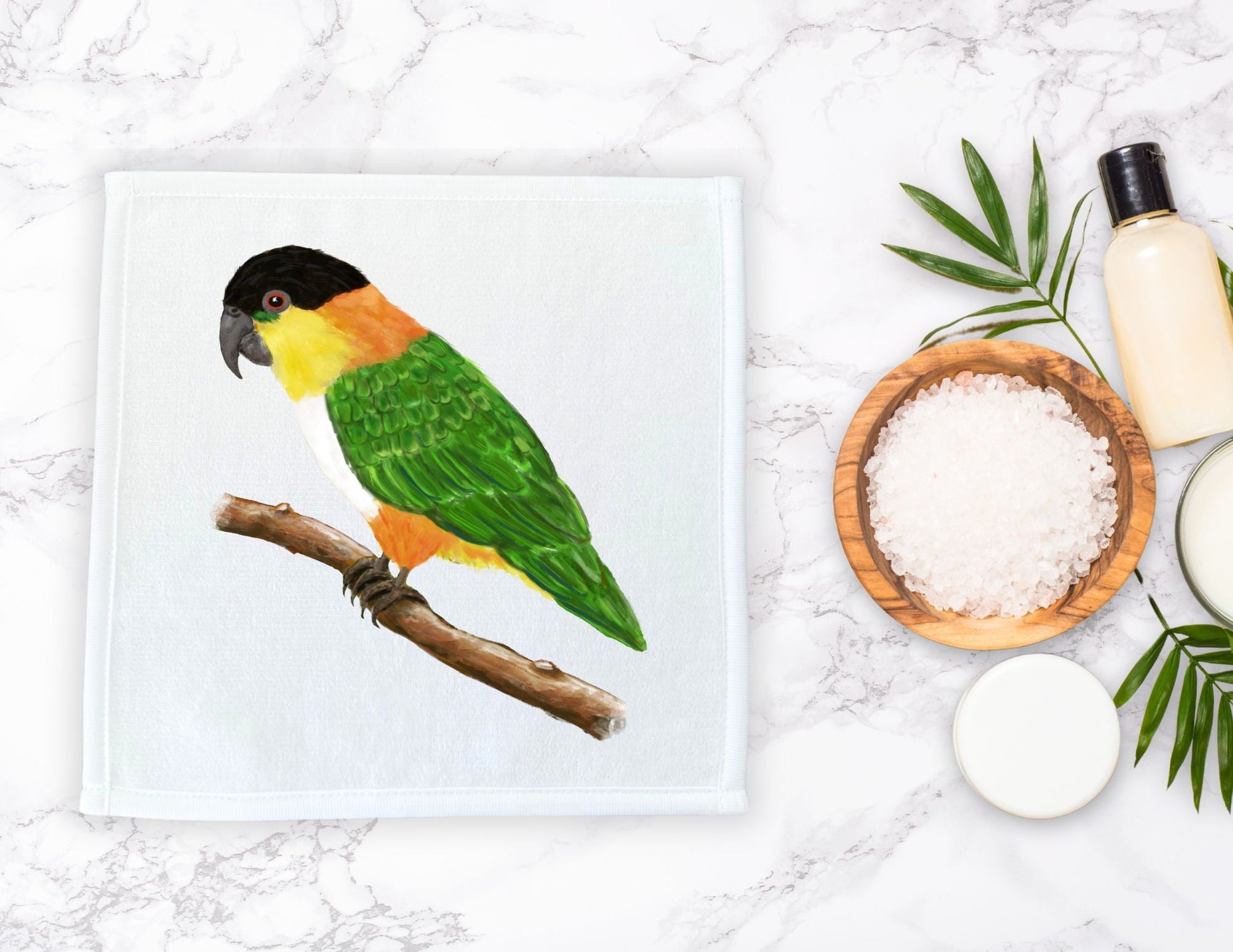 Black - Headed Caique Parrot Washcloth - MerikaArt