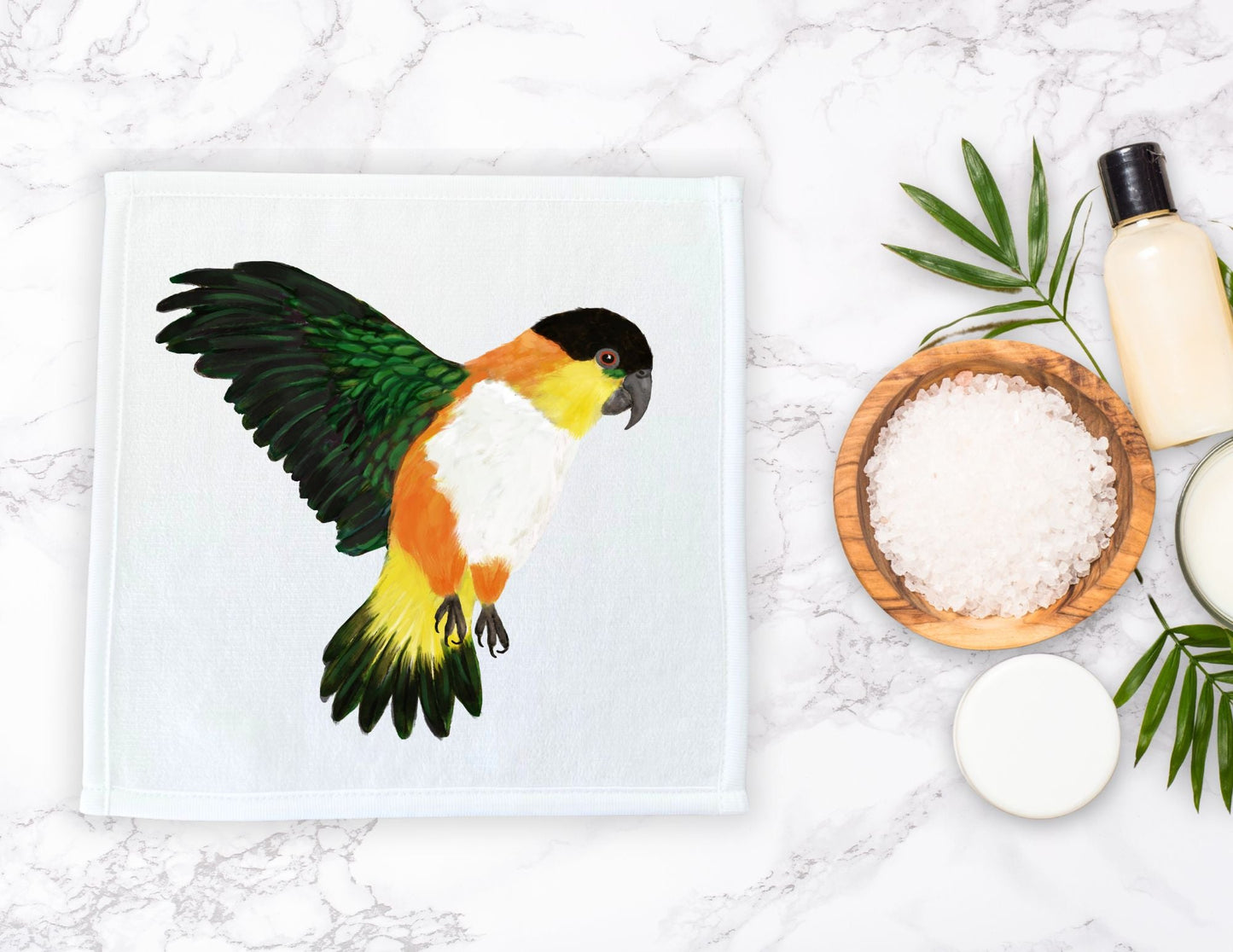 Black - headed Caique Washcloth - MerikaArt