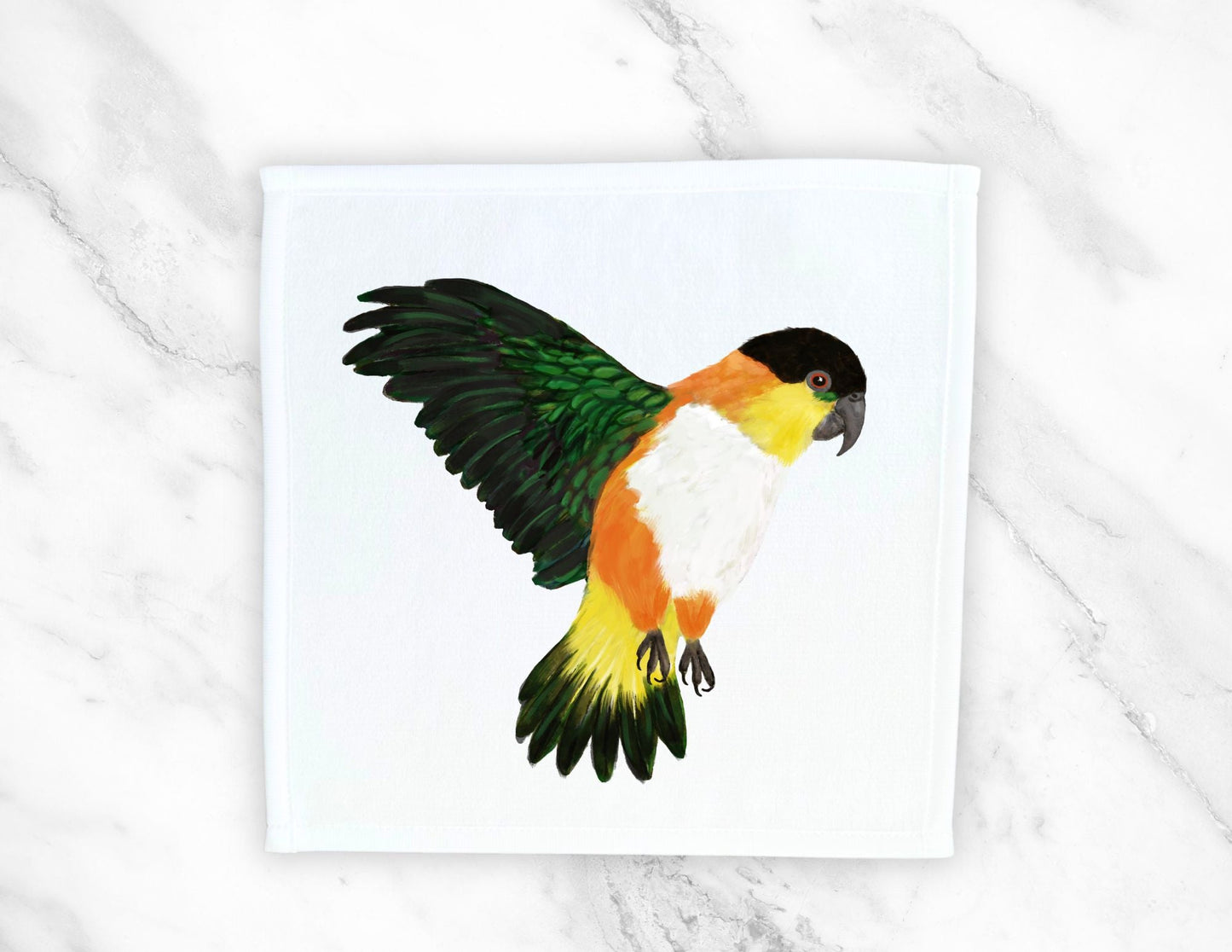 Black - headed Caique Washcloth - MerikaArt