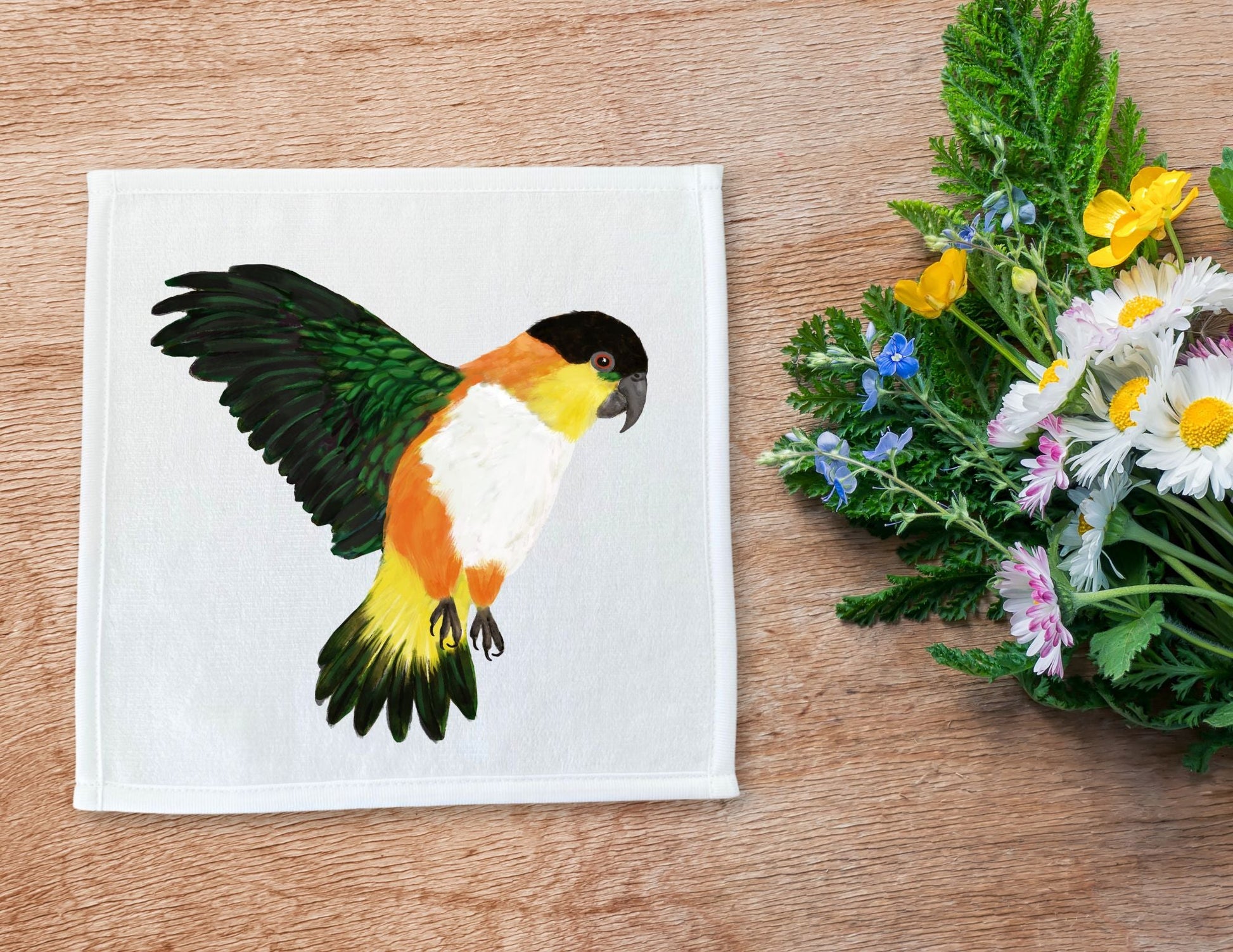 Black - headed Caique Washcloth - MerikaArt