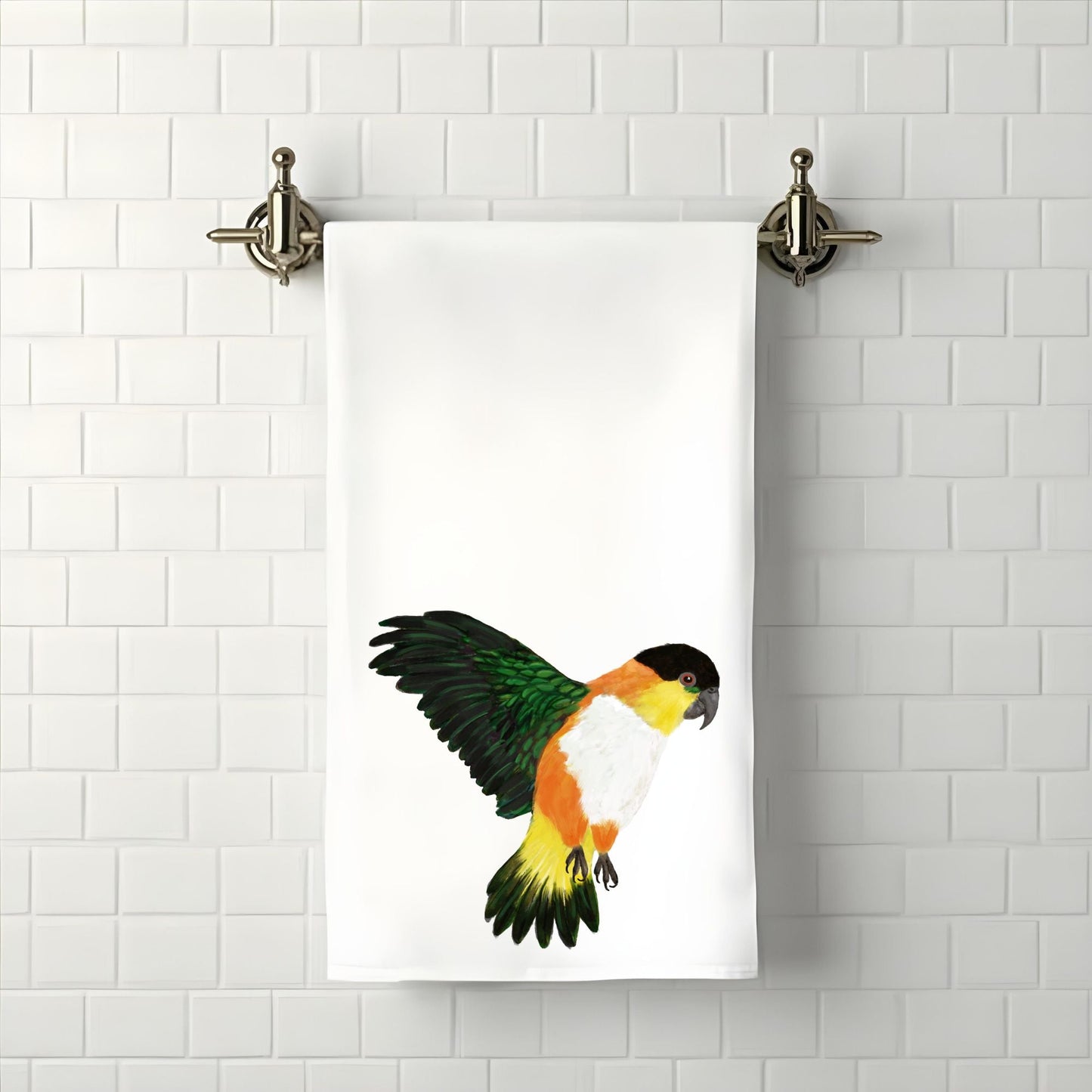 Black - Headed Parrot Bathroom Towel - MerikaArt
