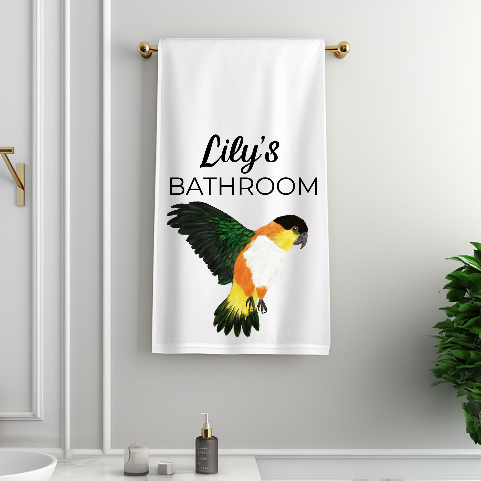 Black - Headed Parrot Bathroom Towel - MerikaArt