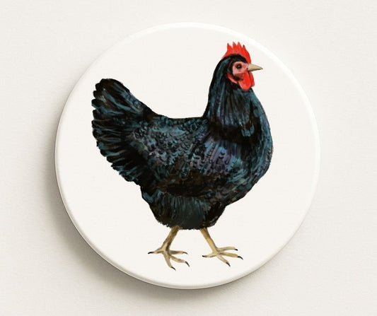 Black Hen Ceramic Coaster - MerikaArt