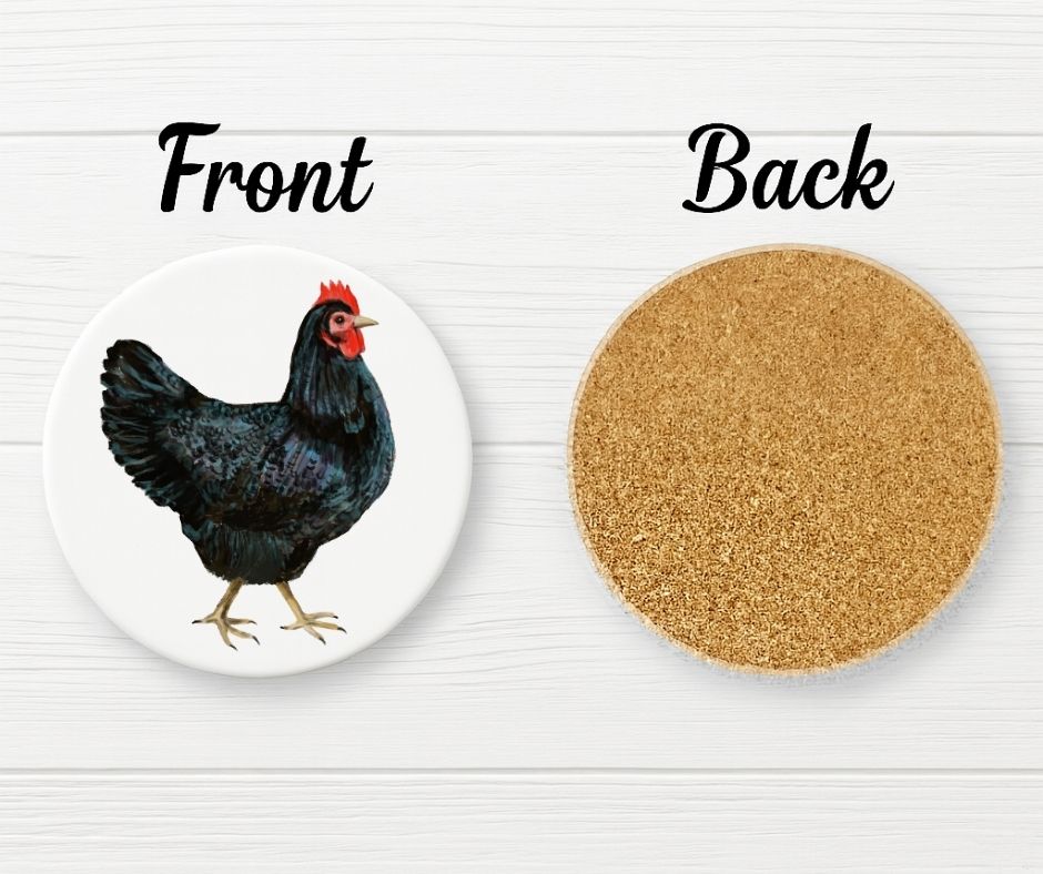 Black Hen Ceramic Coaster - MerikaArt