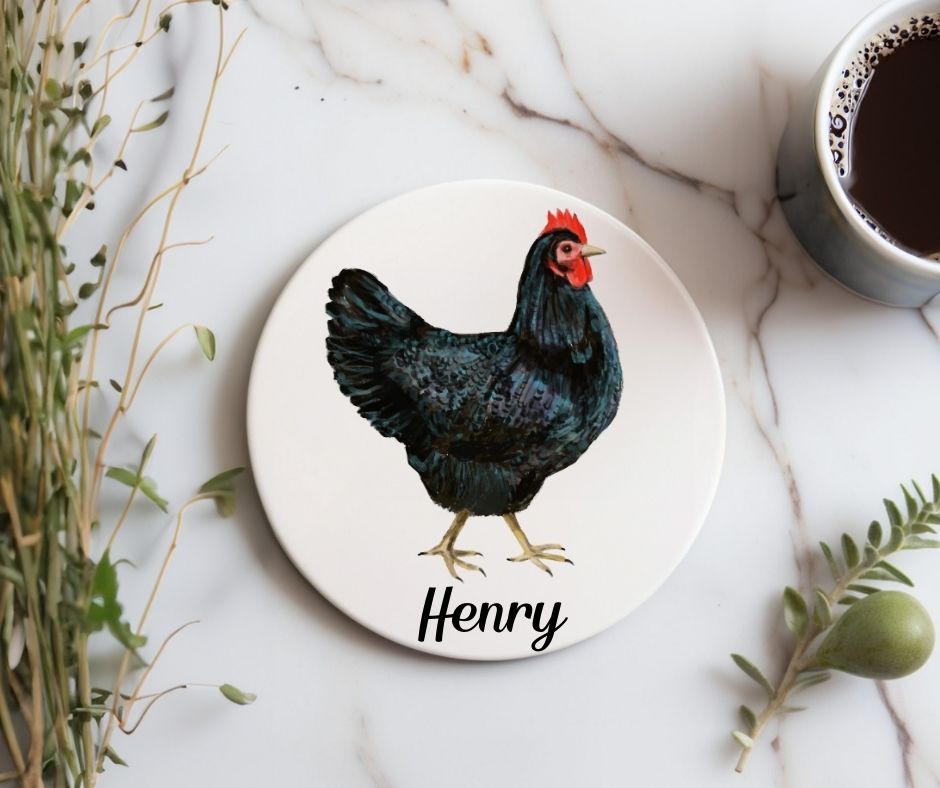 Black Hen Ceramic Coaster - MerikaArt