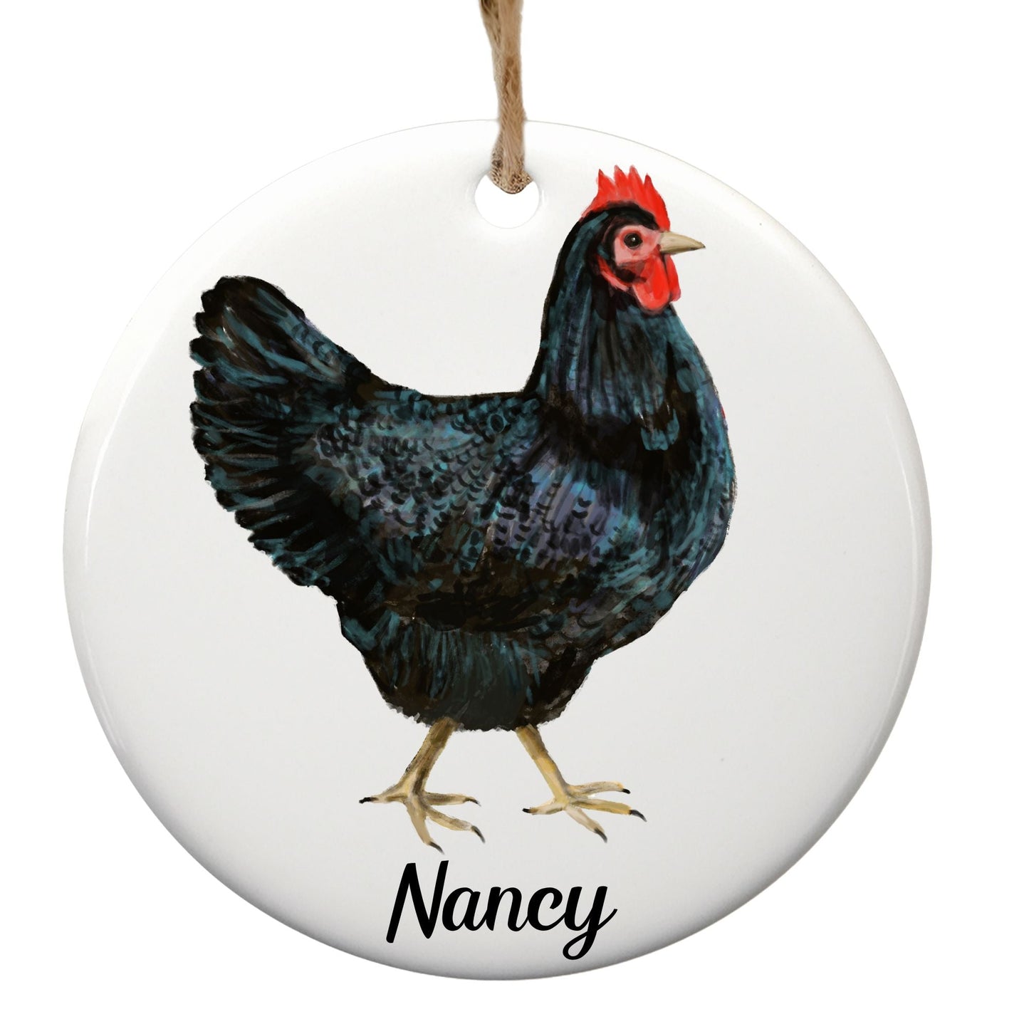 Black Hen Christmas Ornament - MerikaArt