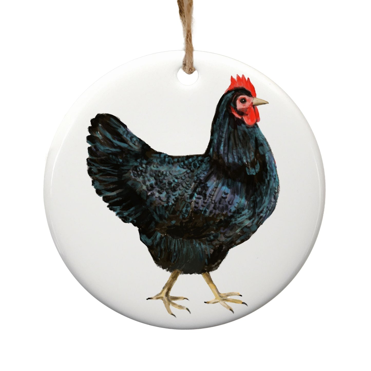 Black Hen Christmas Ornament - MerikaArt