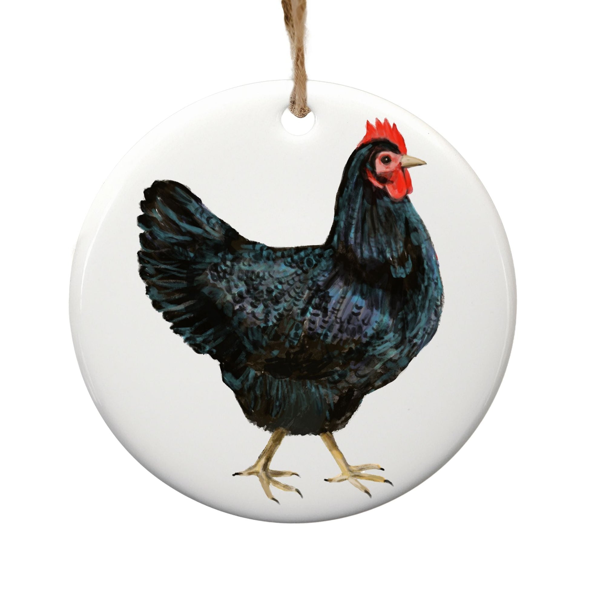 Black Hen Christmas Ornament - MerikaArt