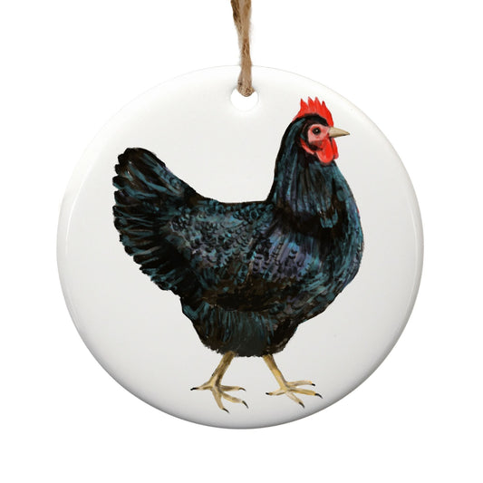 Black Hen Christmas Ornament - MerikaArt