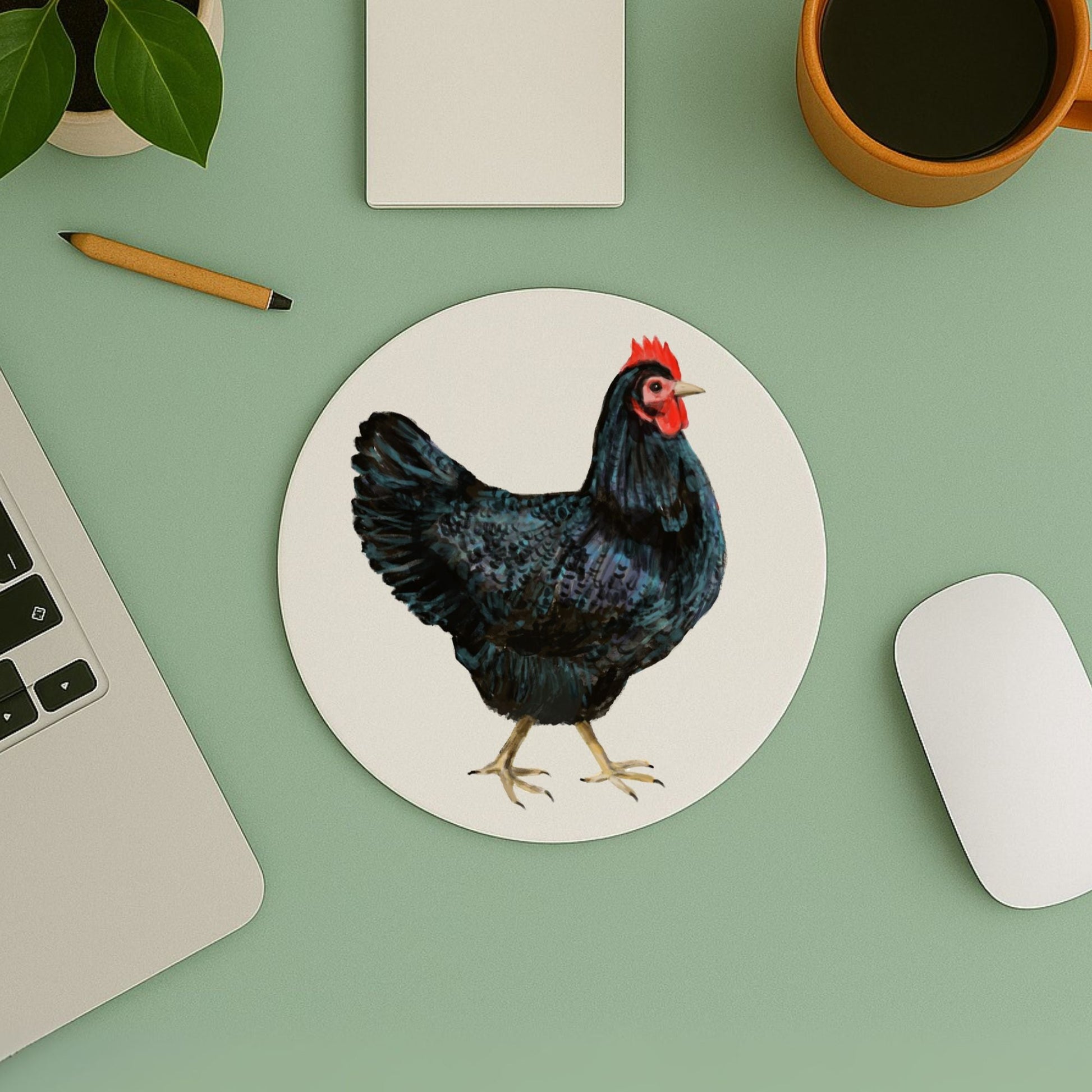 Black Hen Mousepad - MerikaArt