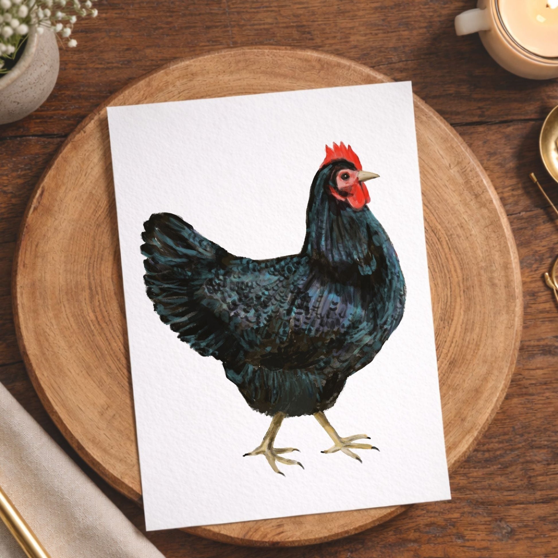 Black Hen Postcard - MerikaArt