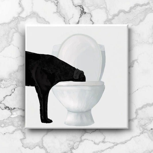 Black Lab Toilet Ceramic Tile - MerikaArt