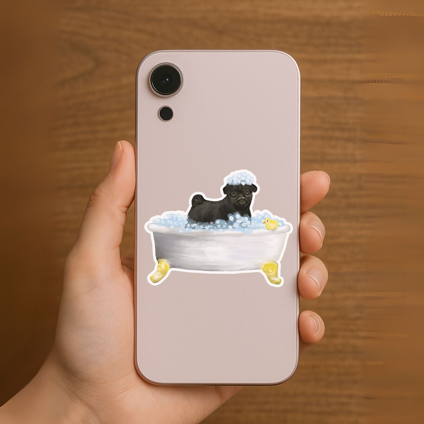 Black Pug Vinyl Sticker - MerikaArt