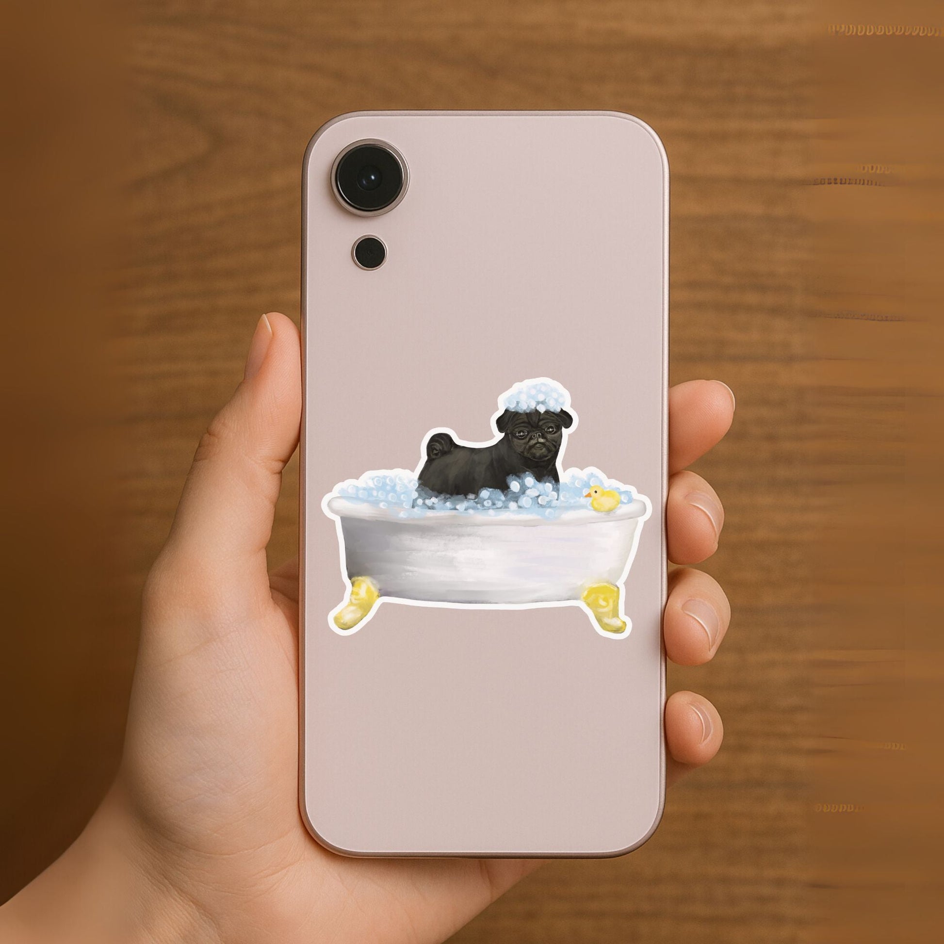 Black Pug Vinyl Sticker - MerikaArt