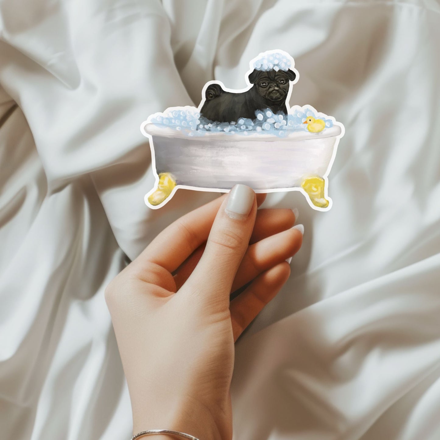 Black Pug Vinyl Sticker - MerikaArt