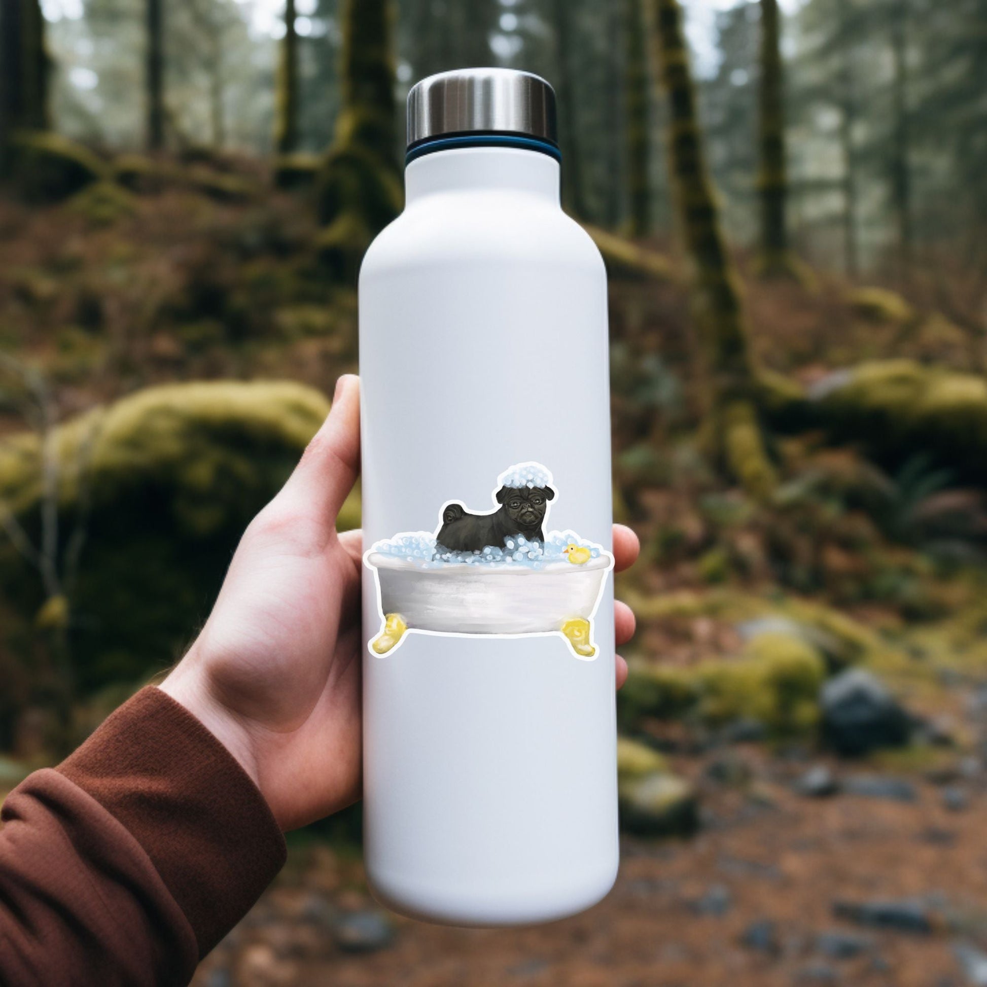 Black Pug Vinyl Sticker - MerikaArt