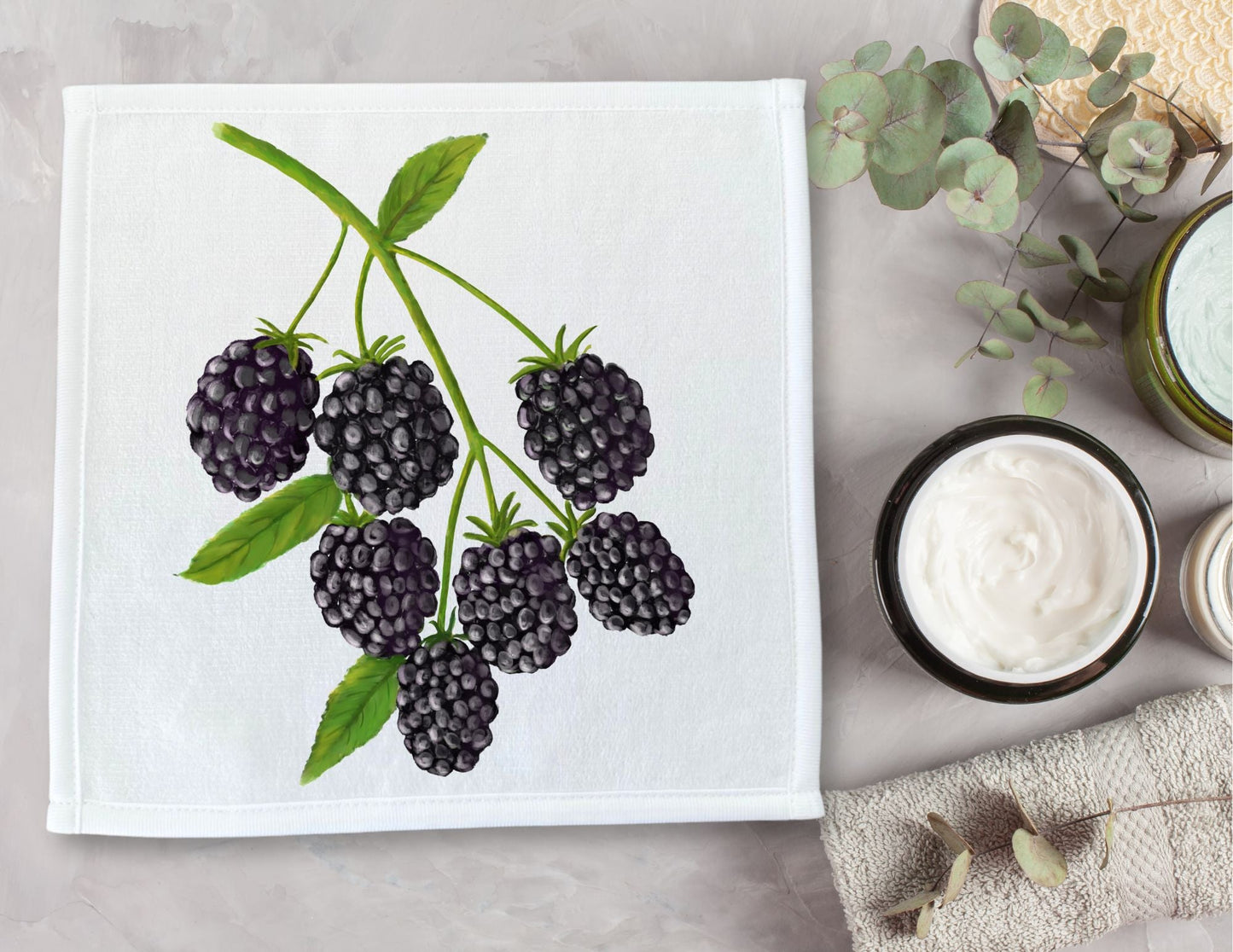 Blackberry Branch Washcloth - MerikaArt