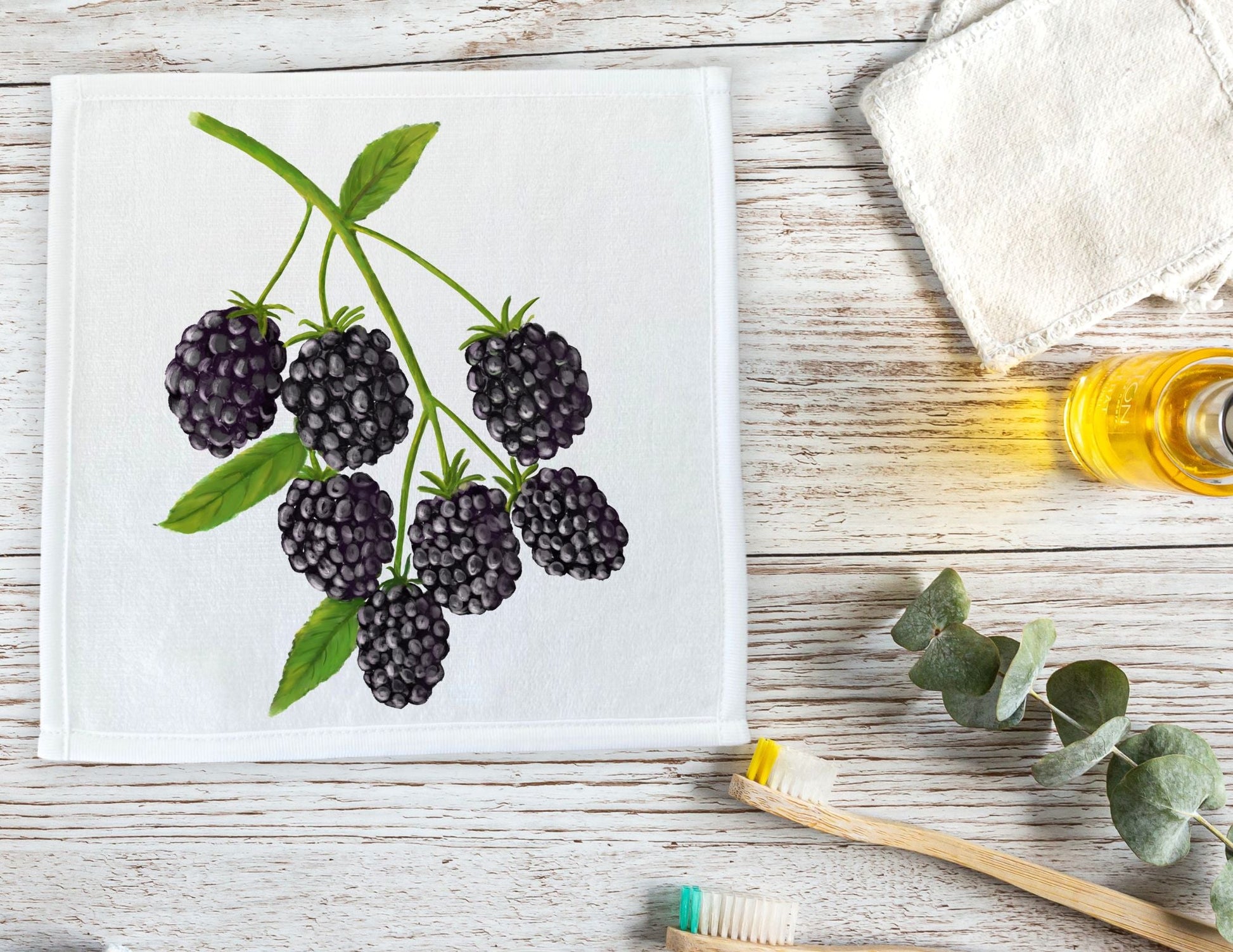 Blackberry Branch Washcloth - MerikaArt