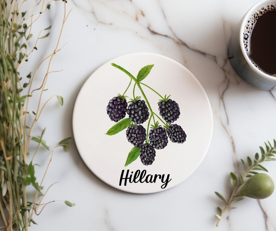 Blackberry Ceramic Coaster - MerikaArt