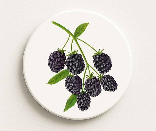 Blackberry Ceramic Coaster - MerikaArt