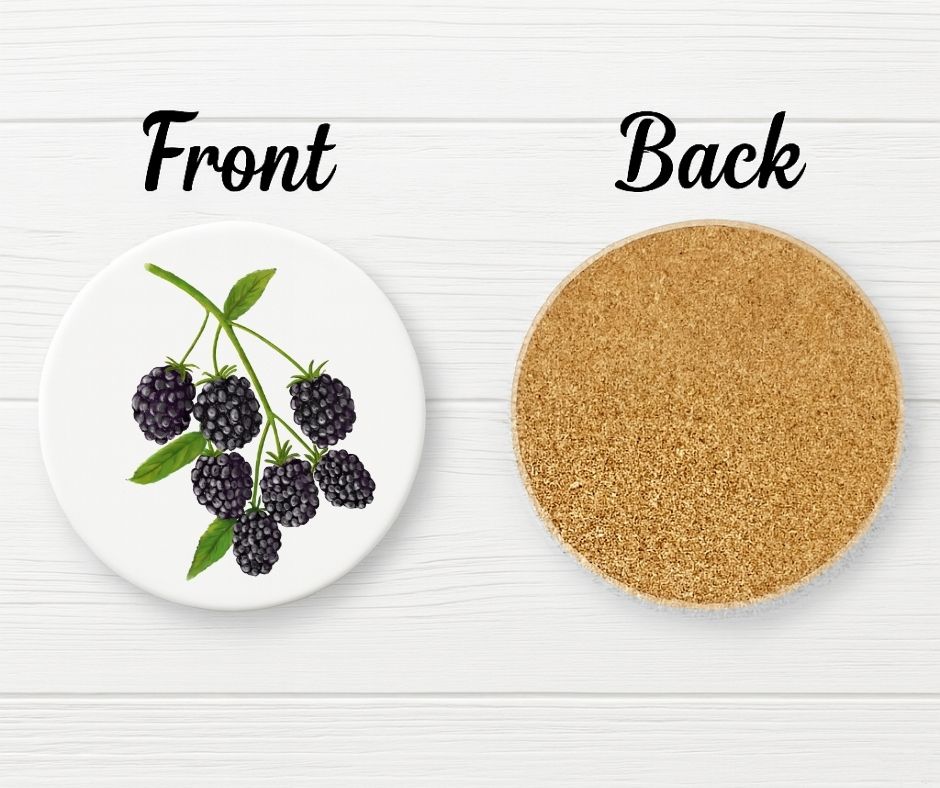 Blackberry Ceramic Coaster - MerikaArt