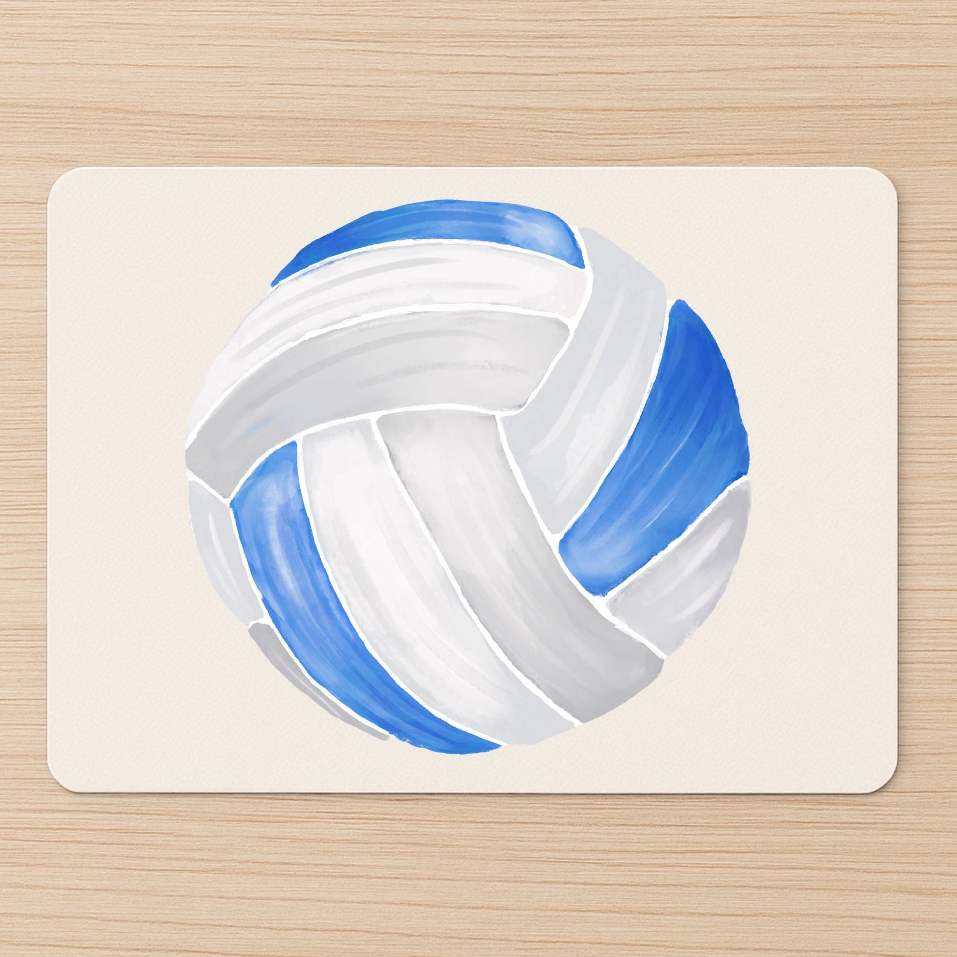 Blue and White Volleyball Mousepad - MerikaArt