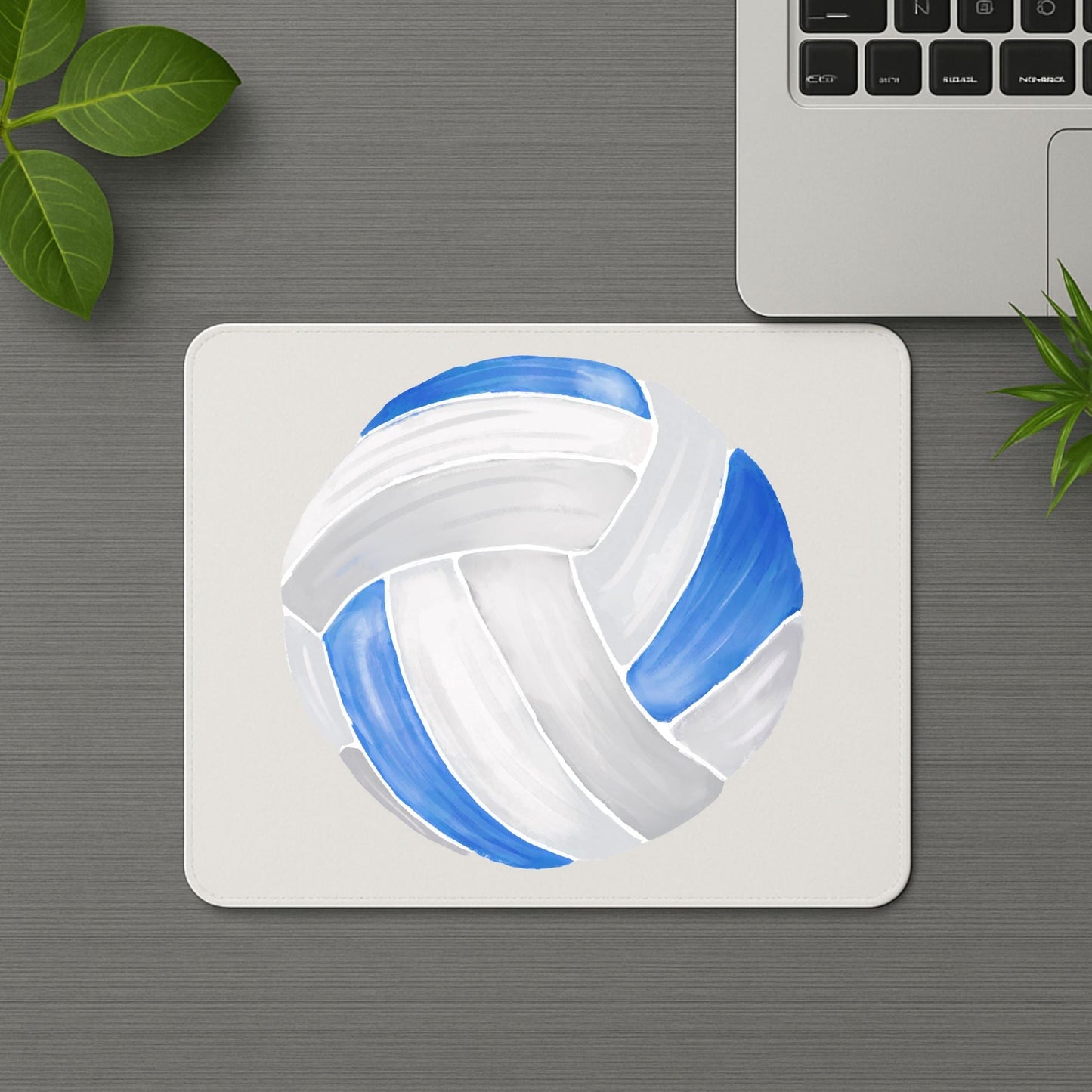 Blue and White Volleyball Mousepad - MerikaArt