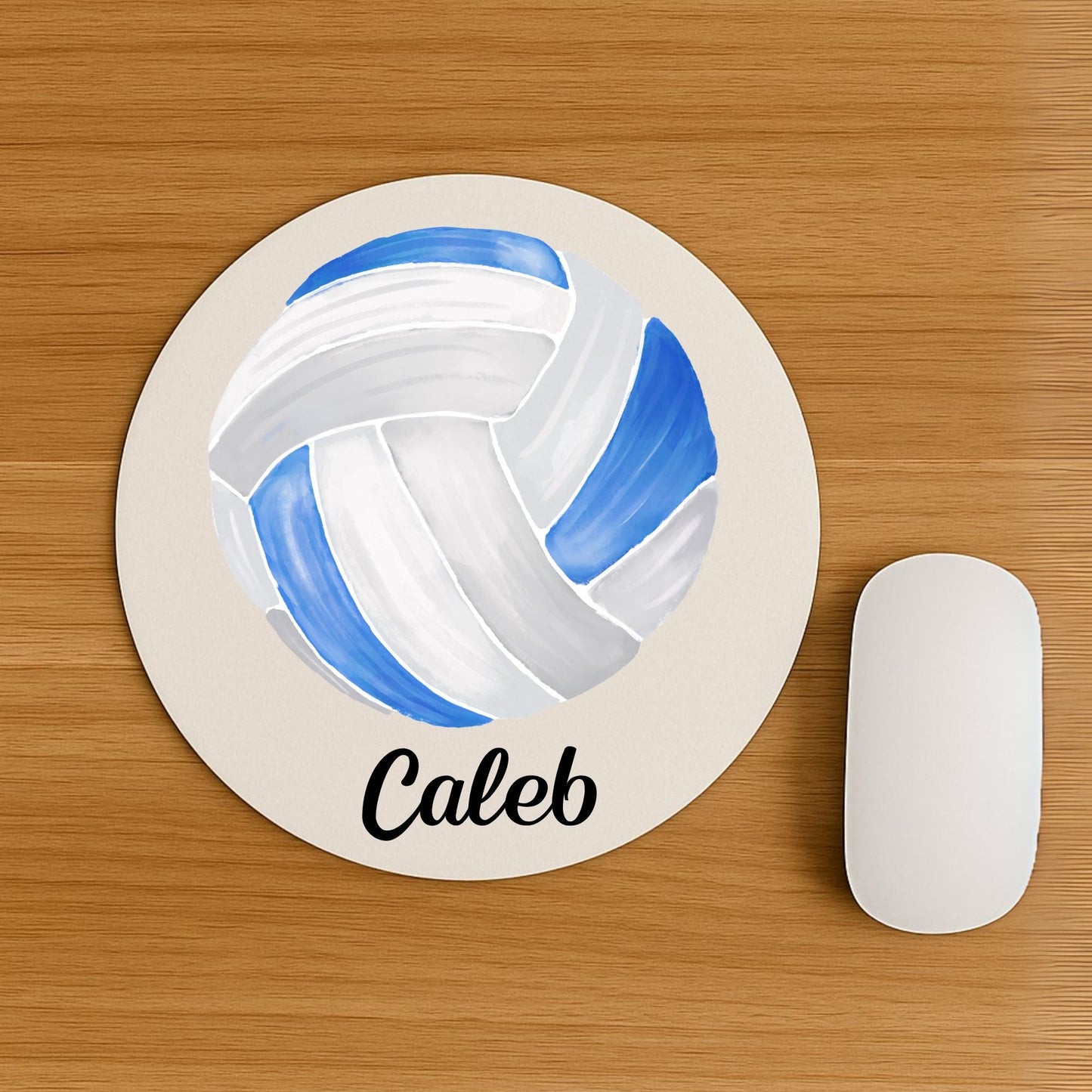Blue and White Volleyball Mousepad - MerikaArt