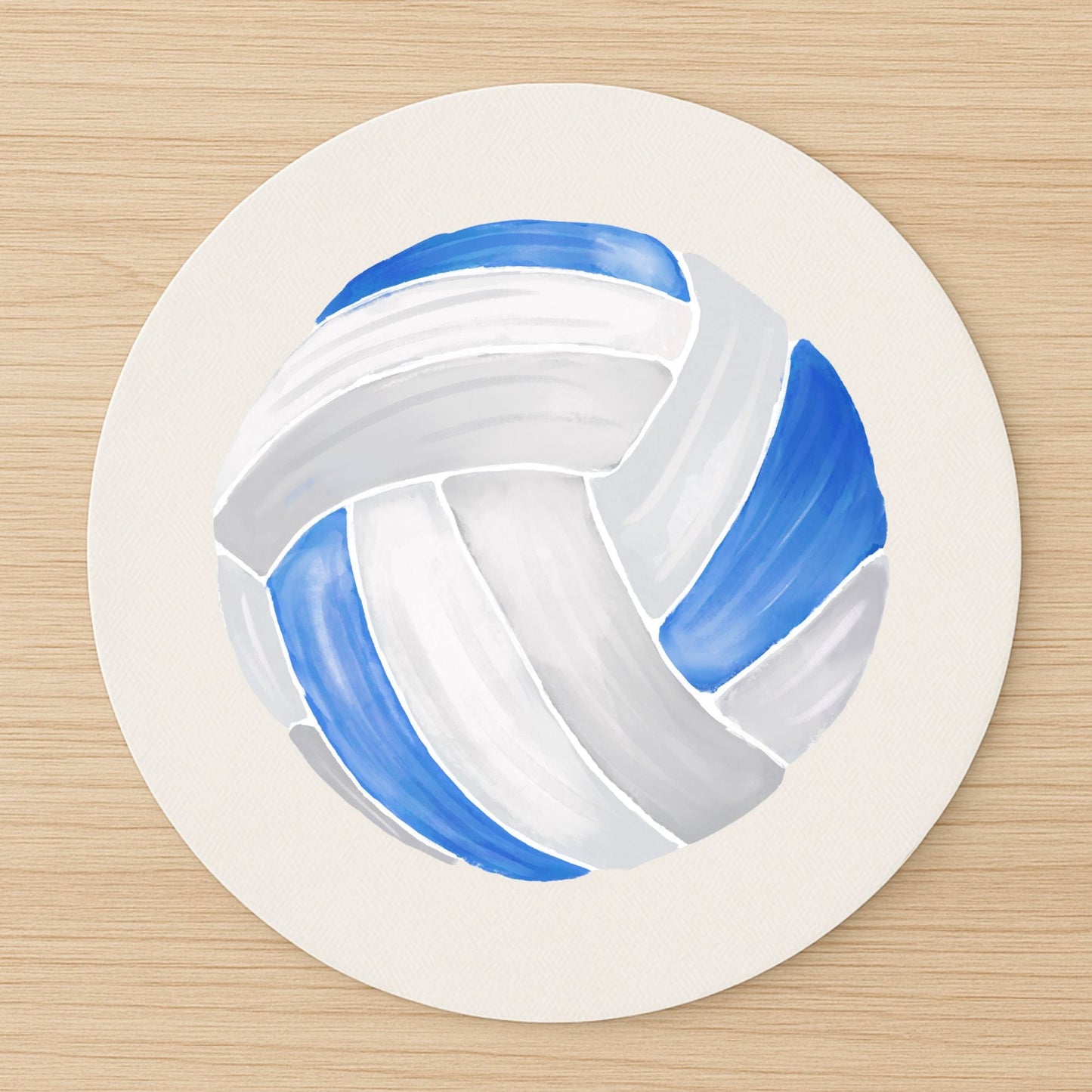 Blue and White Volleyball Mousepad - MerikaArt