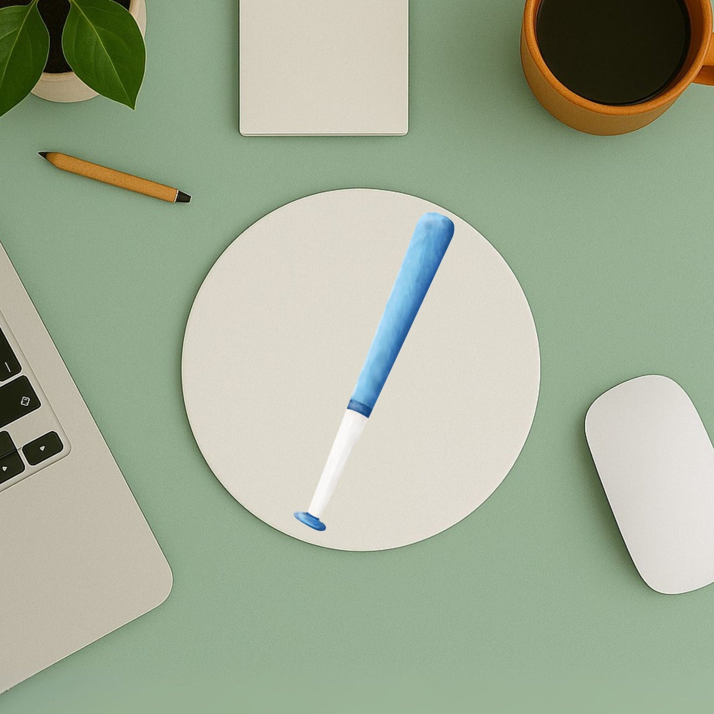 Blue Baseball Bat Mousepad - MerikaArt