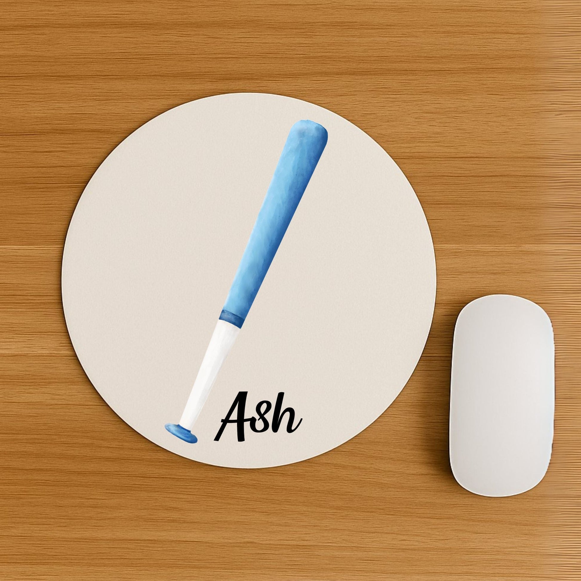 Blue Baseball Bat Mousepad - MerikaArt