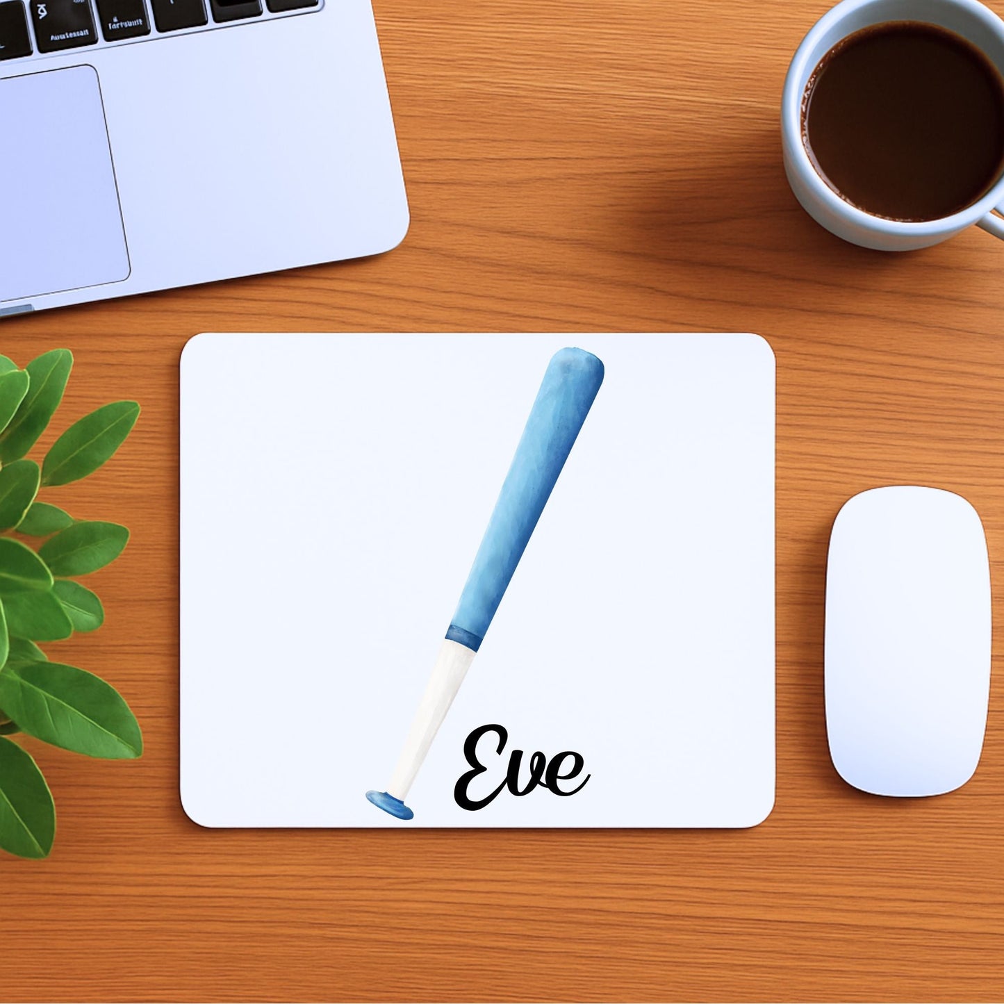 Blue Baseball Bat Mousepad - MerikaArt