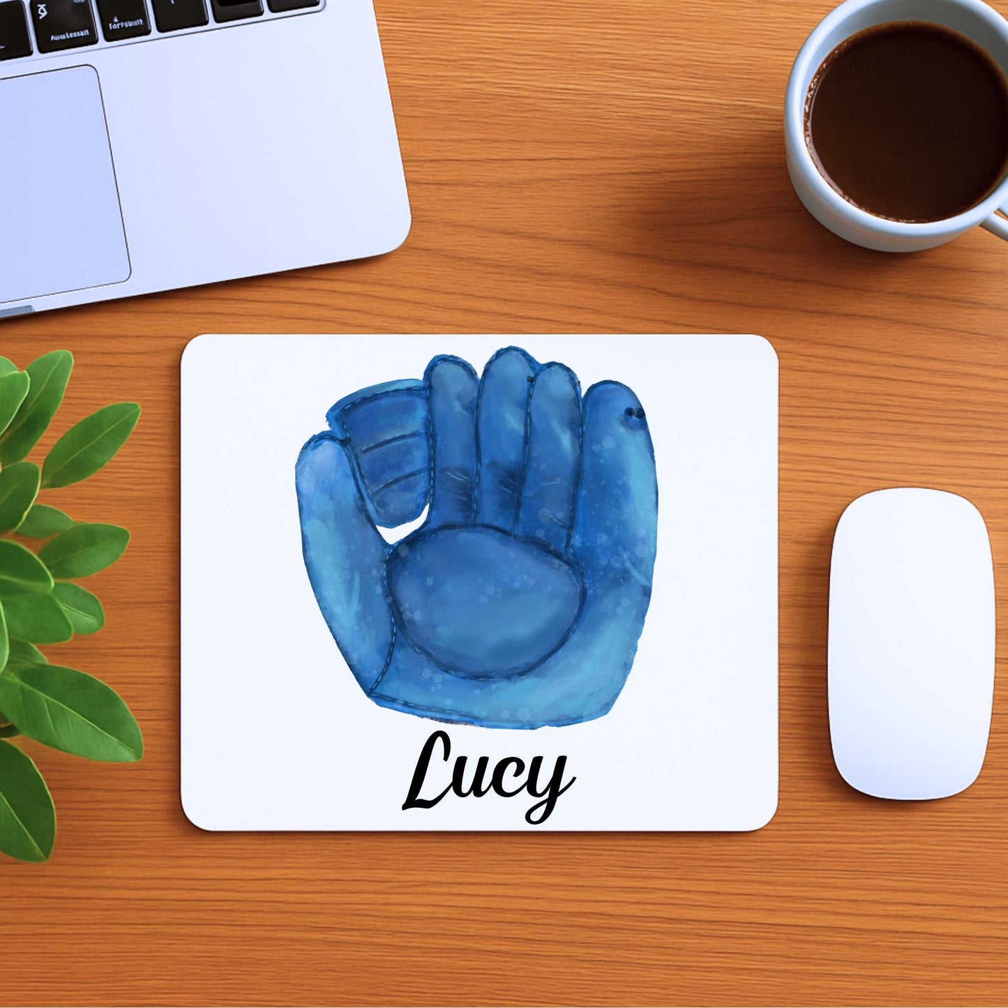 Blue Baseball Glove Mousepad - MerikaArt